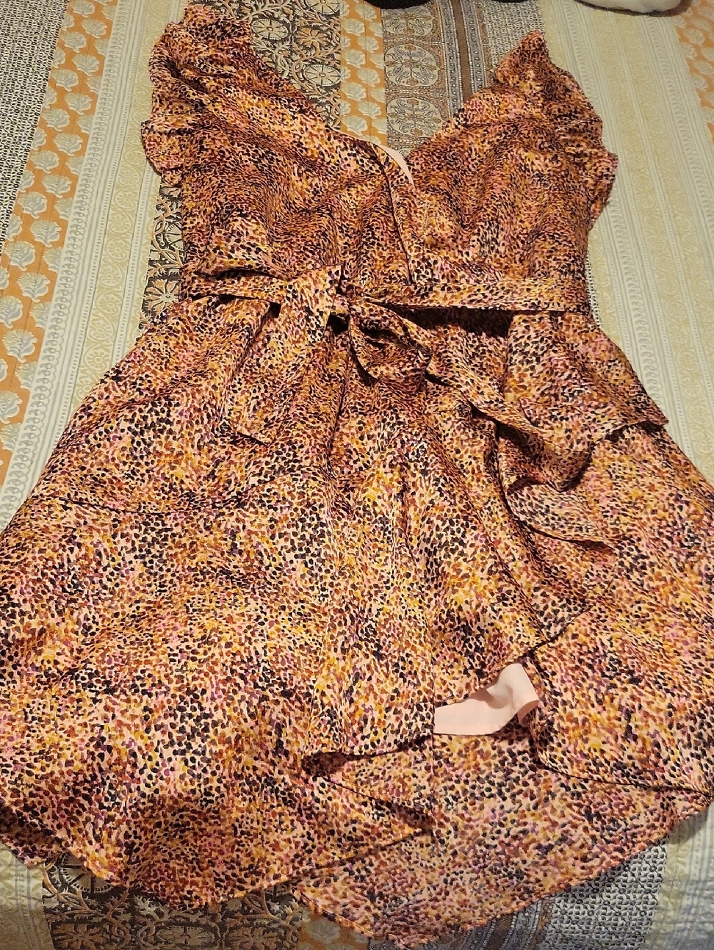 Speckle Wrap Dress in Pink and Black